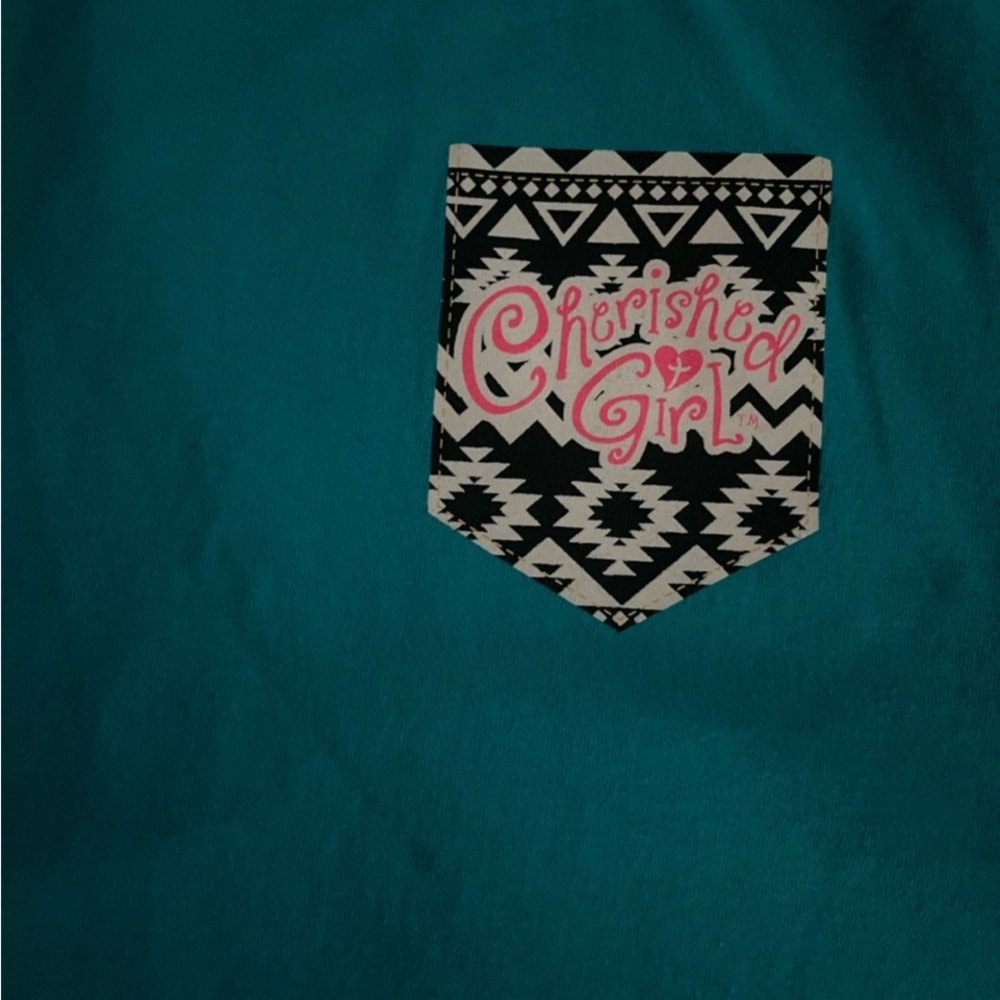 Blue Short Sleeve Tee with Geometric Patterns